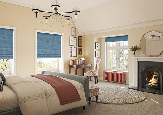 Florence Faux Suede, Prussian Blue - Motorised Roman Blind - Image 6